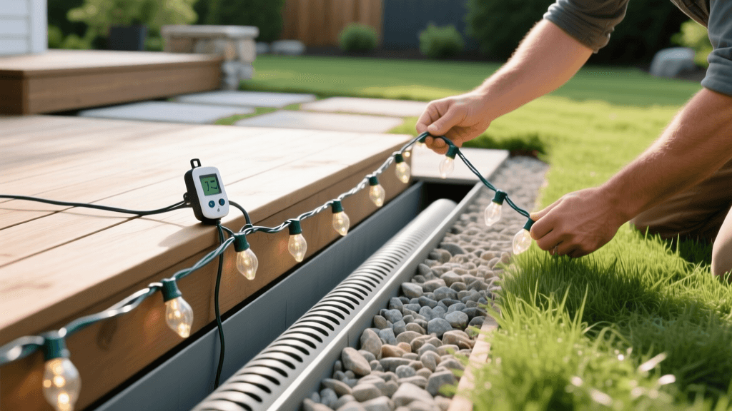 Install String Light Guide Wires Near French Drains 2026