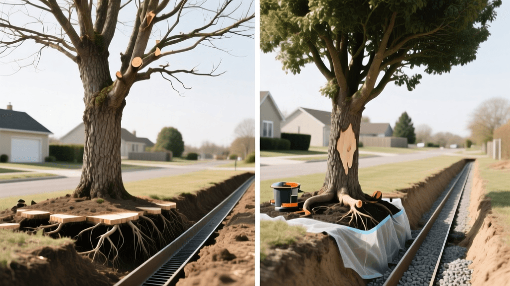 Crown Thinning vs Raising: French Drain Tree Prep 2026