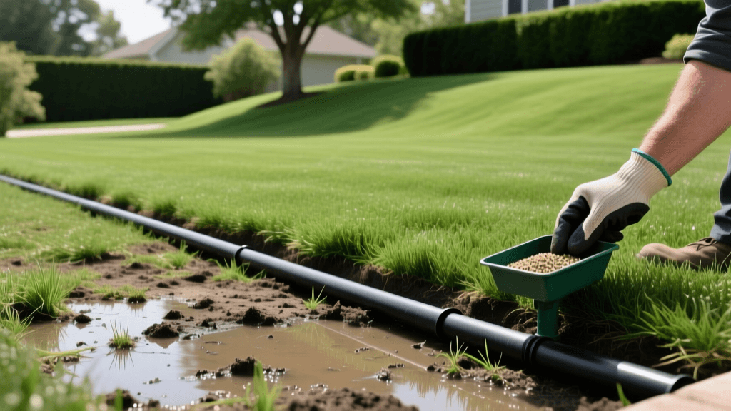 Fix Lawn Thin Spots: Drainage Pipe & Black Beauty Seed 2026