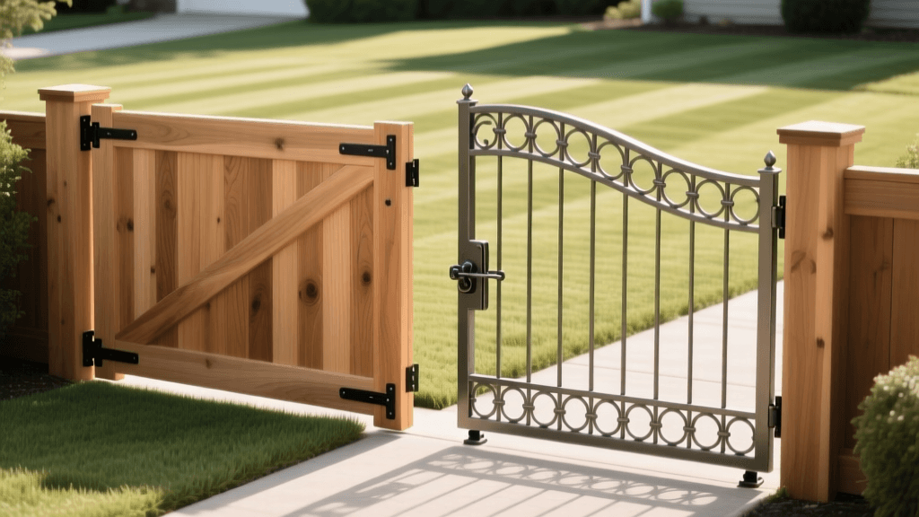 Cedar Vs Wrought Iron Gates 2026: Mowing Access & Patterns