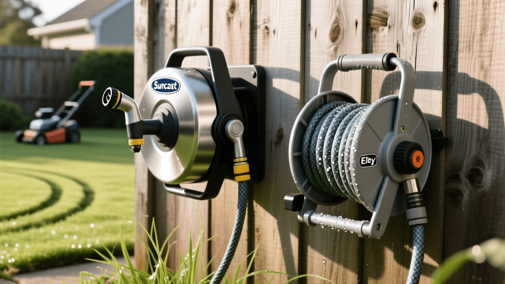 Suncast vs Eley Wall Hose Reels 2026: Aeration & Seeding