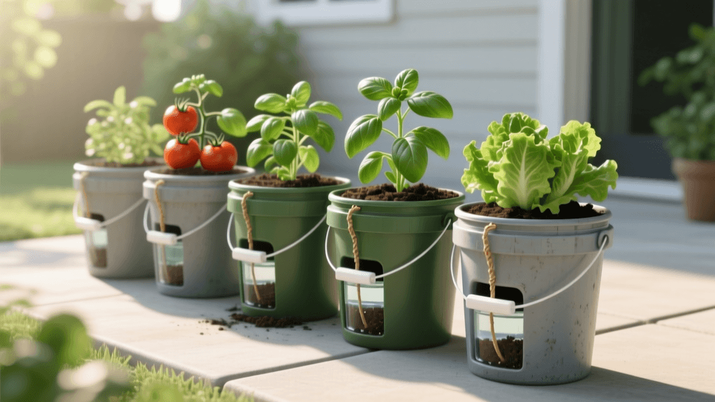 Budget DIY Self-Watering Container Garden Using Buckets
