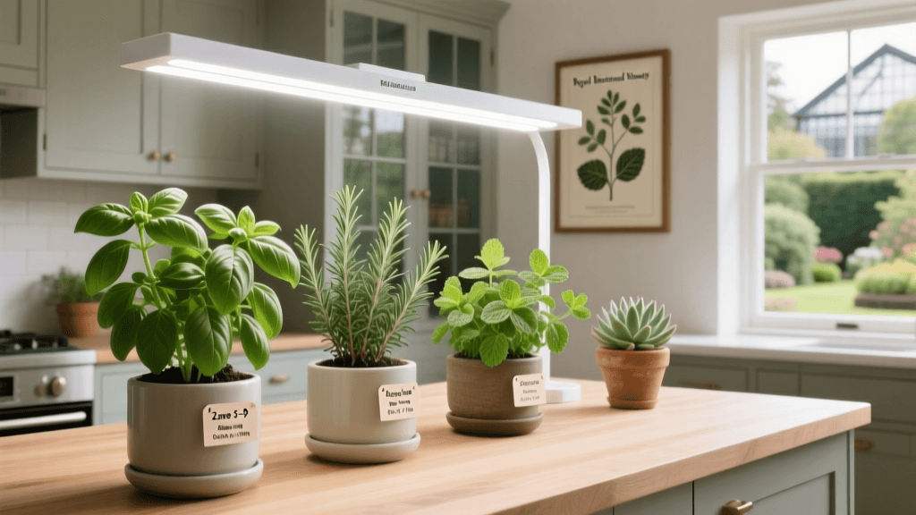 Indoor Kitchen Herb Garden With Led Grow Light