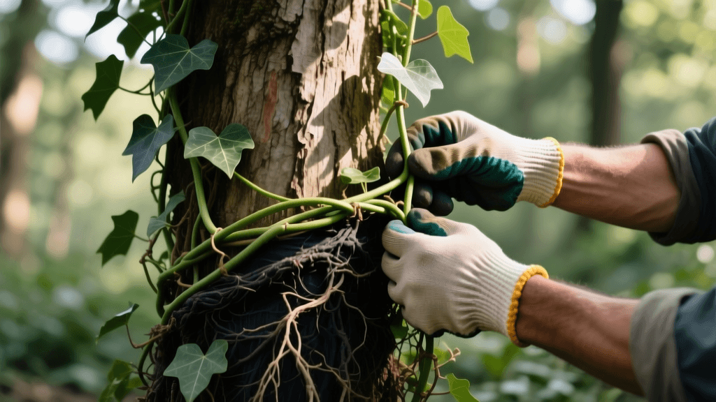 Identifying and Removing Invasive Vines Choking Trees