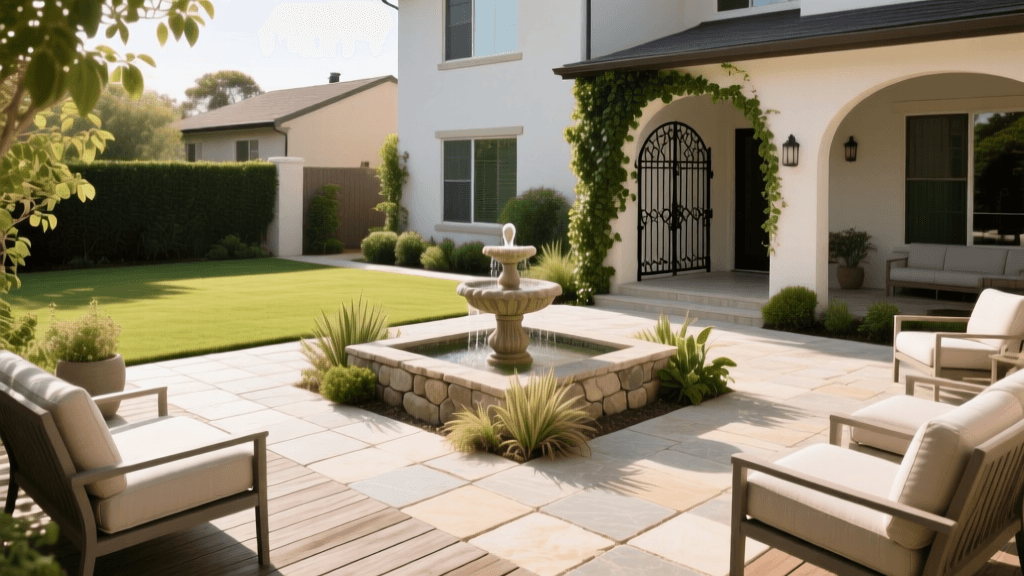 Front Courtyard Patio Design for Curb Appeal & Entertaining