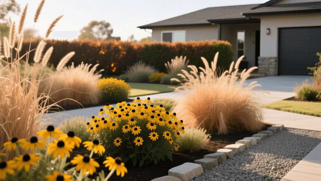 Fire-Resistant Native Landscaping 2026: Susans & Switchgrass