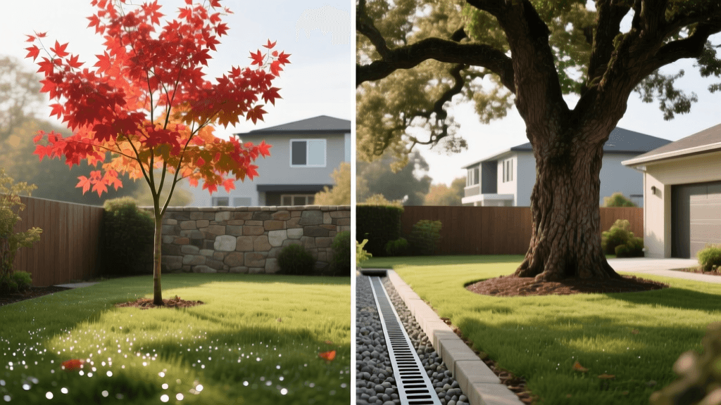 Red Maple vs Live Oak 2026: Small Yards & French Drain Tips