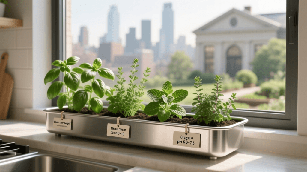Kitchen Window Herb Garden Tray System For Apartments