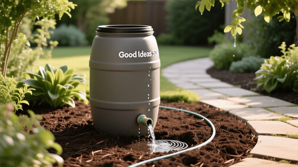 Good Ideas 50-Gallon Rain Barrel Installation & Mulching 2026