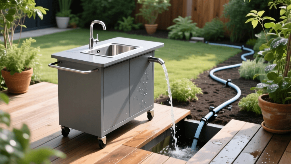 2026 Outdoor Bar Cart Sink & Greywater Irrigation Setup