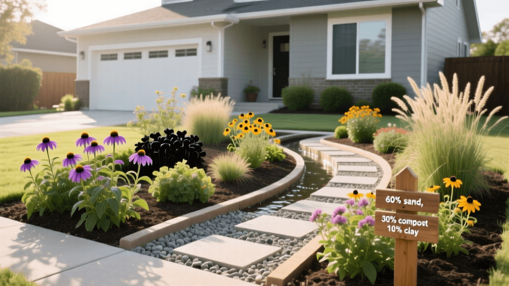 Designing a Front Yard Rain Garden: Layout, Soil, and Plants