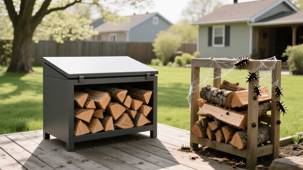 Covered vs Open Firewood Racks 2026: Web Worm Control