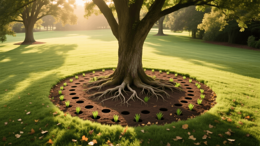 Aerating and Overseeding Lawns Around Mature Trees Safely