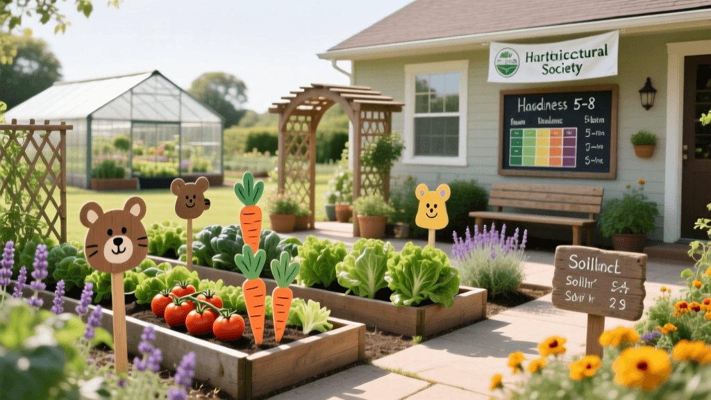 Child Friendly Vegetable Garden Layout With Fun Markers