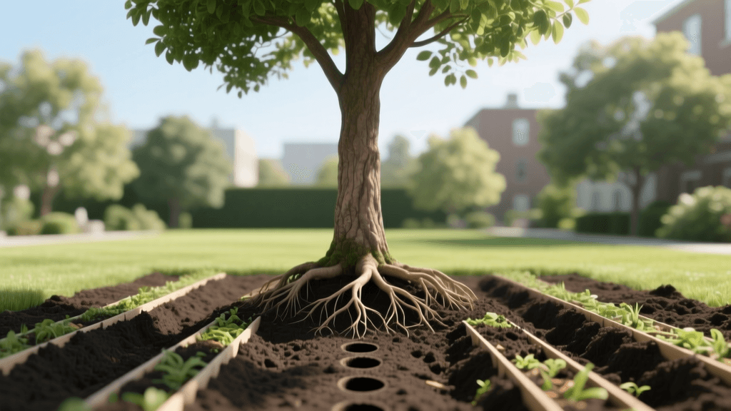 Deep Root Composting and Soil Aeration for Mature Trees