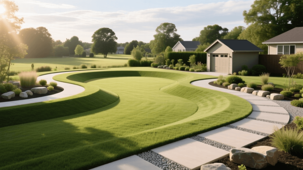 Designing Lawn Borders and Shapes for Efficient Mowing