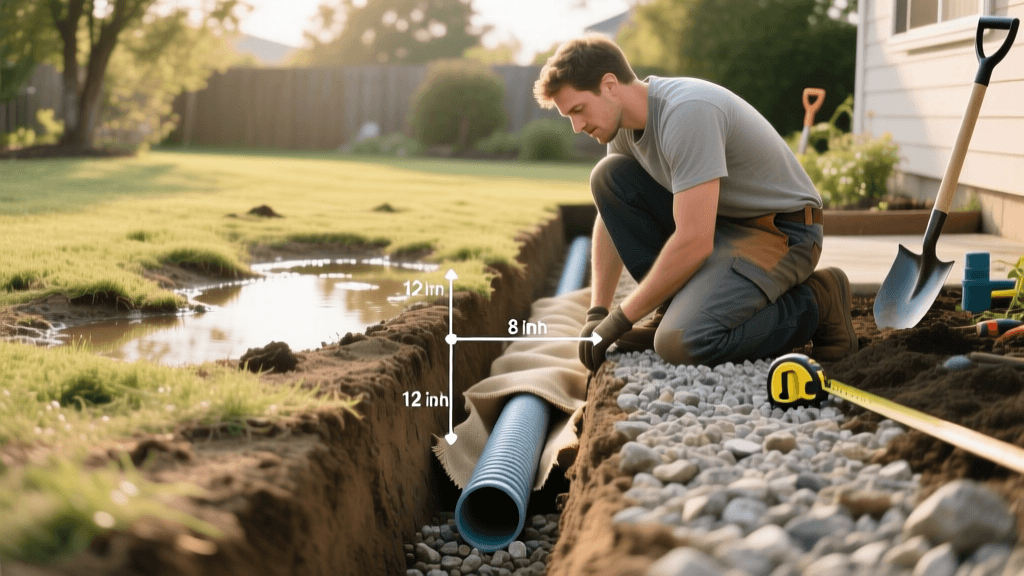 How to Install a French Drain to Fix Poor Yard Drainage