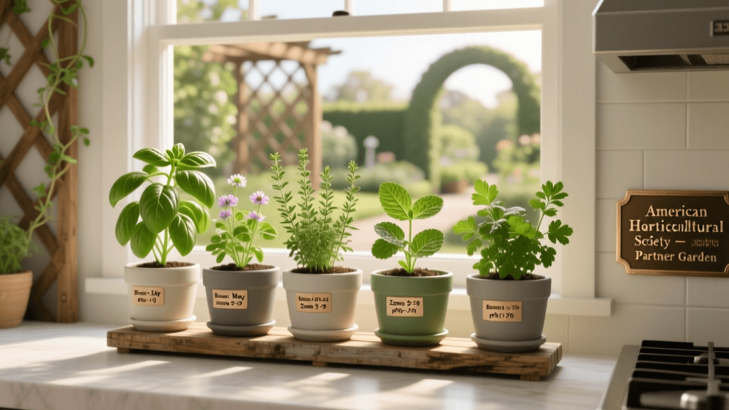 Kitchen Window Herb Garden With Self Watering Pots