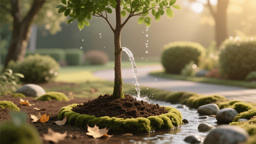 Step-by-Step Guide to Mulching and Watering Young Trees