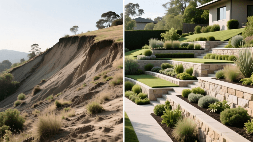 Before & After: Sloped Yard Retaining Wall Transformation