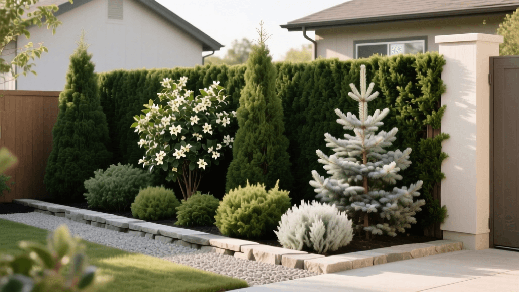 Small Backyard Privacy Screen Using Evergreen Shrubs