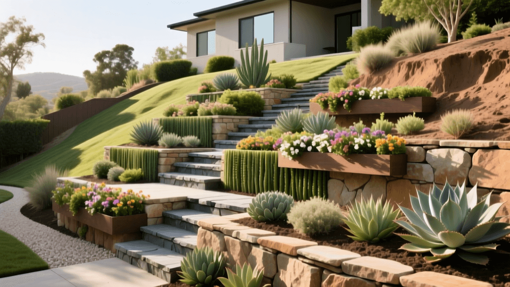 Steep Slope to Tiered Oasis: A Backyard Transformation Guide