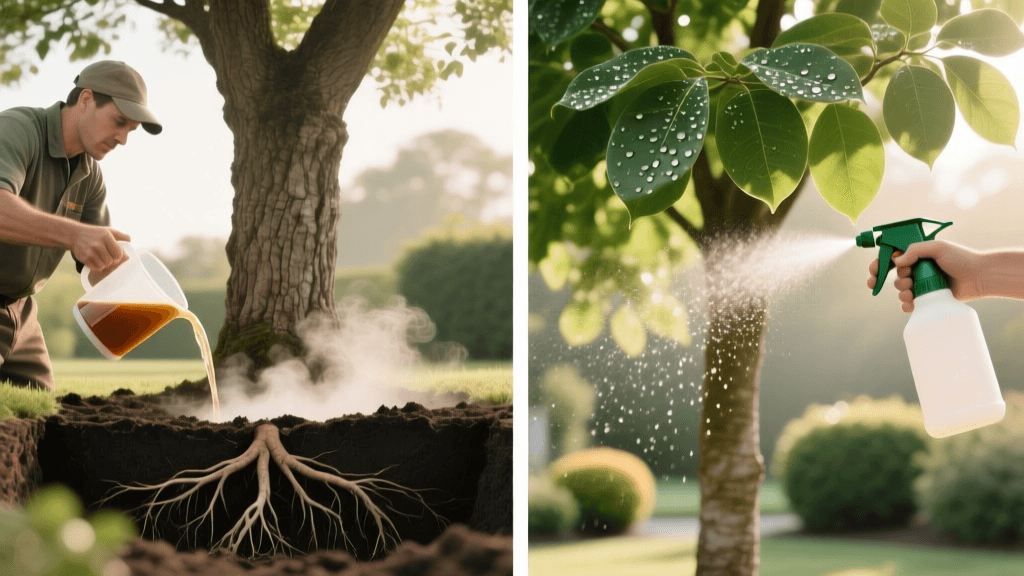 Systemic Drench vs Foliar Spray for Tree Pest Control