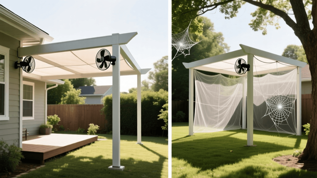 Attached vs Freestanding Pergola Fan Mounts & Webworm Control 2026