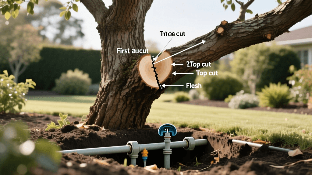 Three-Cut Pruning Near Sprinkler Systems: 2026 Guide