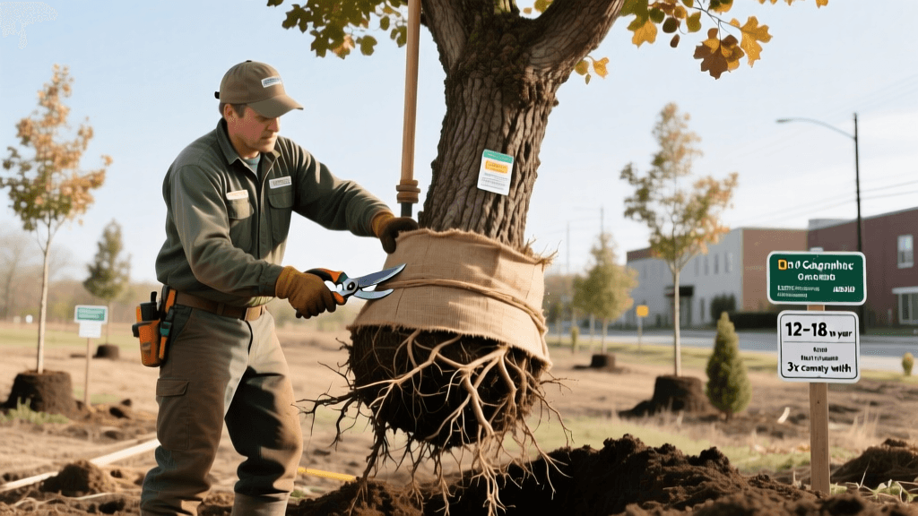 Transplanting Mature Trees With Root Ball Protection