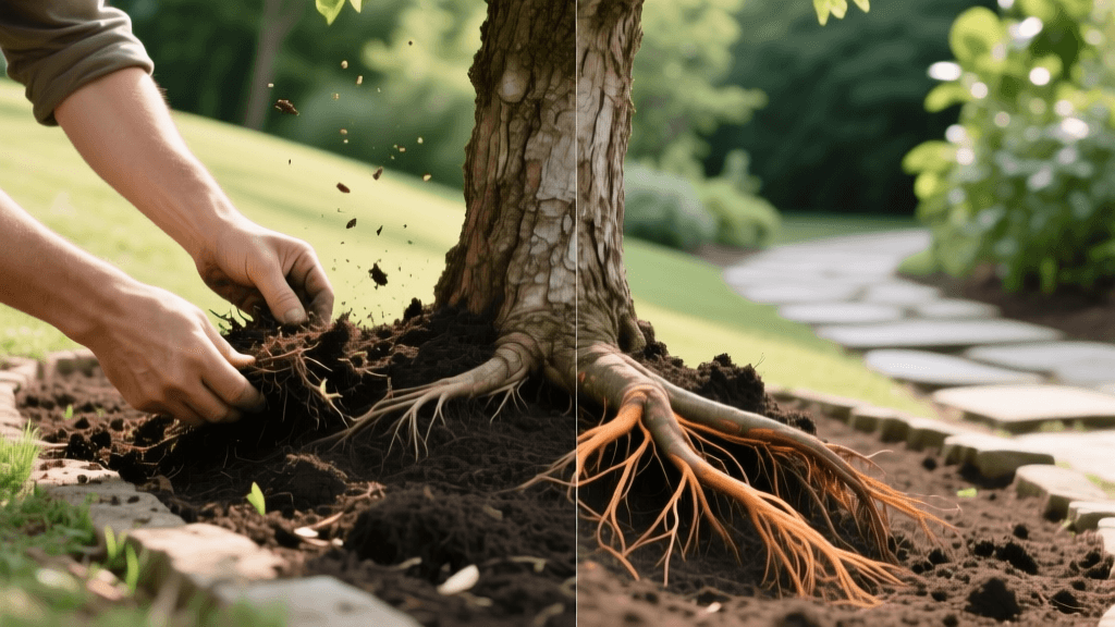 Before & After: Rescuing Trees From Volcano Mulch and Girdling Roots