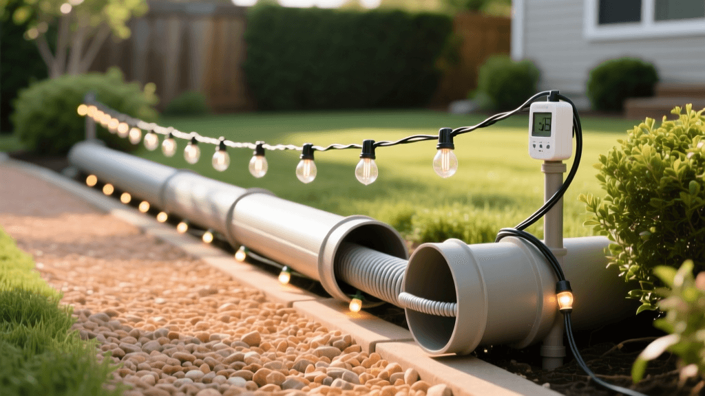 2026 Outdoor String Light Install: Guide Wire & Drainage Pipe