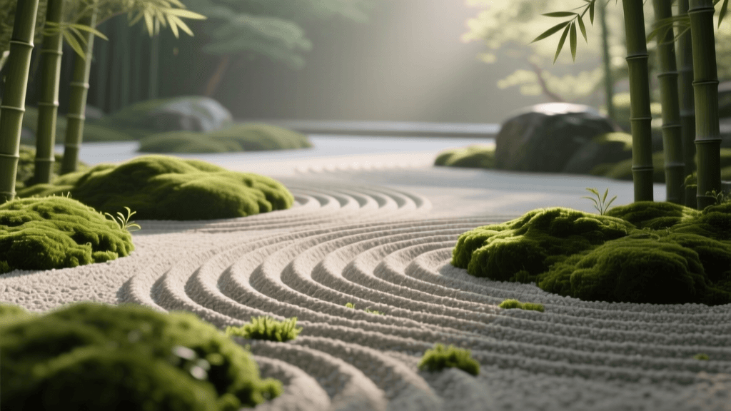 Japanese Zen Garden Raked Gravel Pattern Design 2026