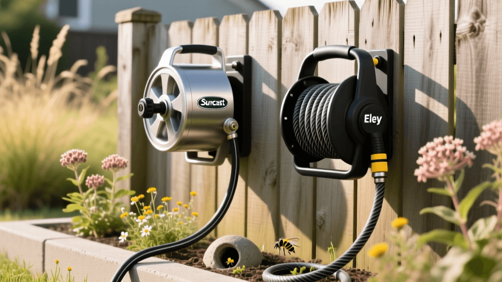 2026 Suncast vs Eley Wall-Mount Hose Reel Review for Native Gardens