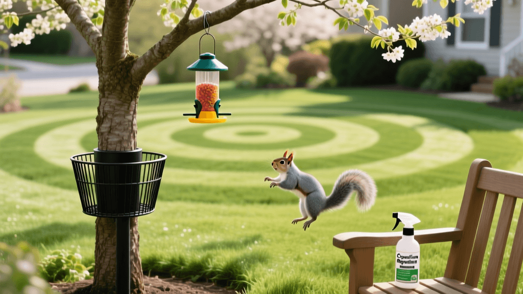 Squirrel Control 2026: Baffles, Capsaicin Spray & Mowing Patterns