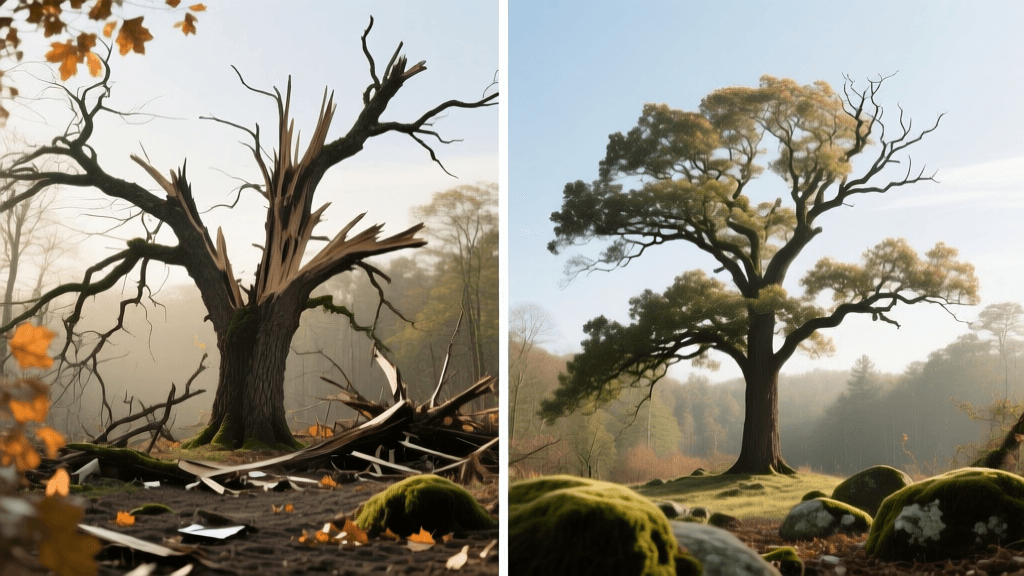 Before and After: Restoring Storm-Damaged Oak Trees