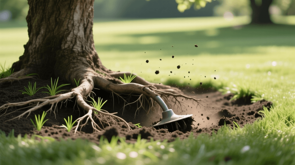 Tree Root Zone Aeration and Overseeding Under Mature Trees