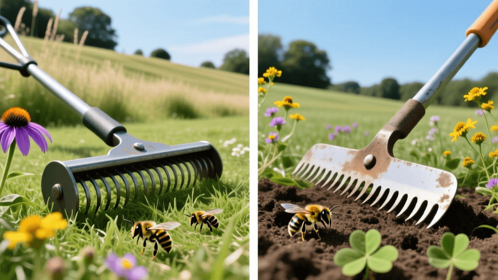 Power Rake vs Dethatcher Blade: 2026 Pollinator Lawn Guide