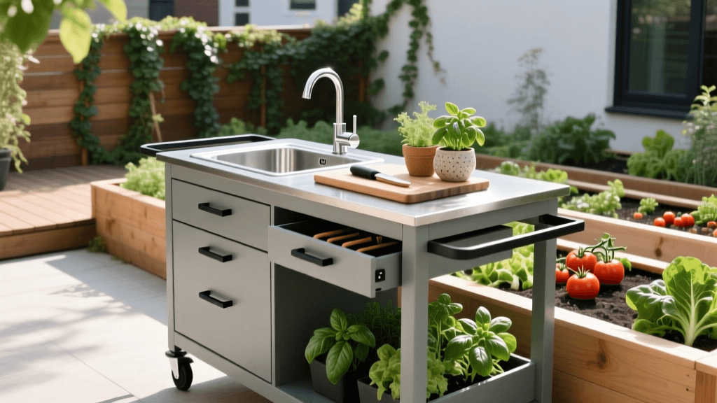 2026 Raised Bed Harvest Bar Cart: Sink & Storage Setup