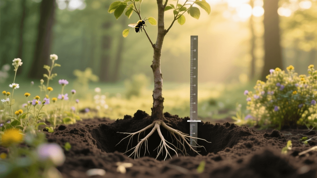 2026 Root Flare Guide: Hole Width & Depth for Pollinator Trees