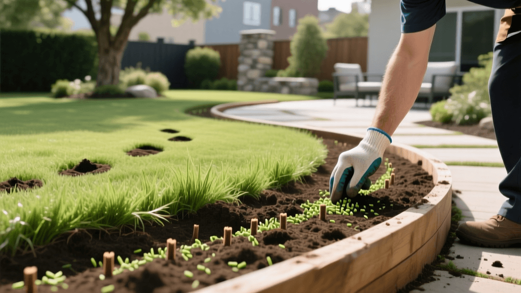 2026 Corner Lot Landscaping: Curved Beds & Turf Seeding