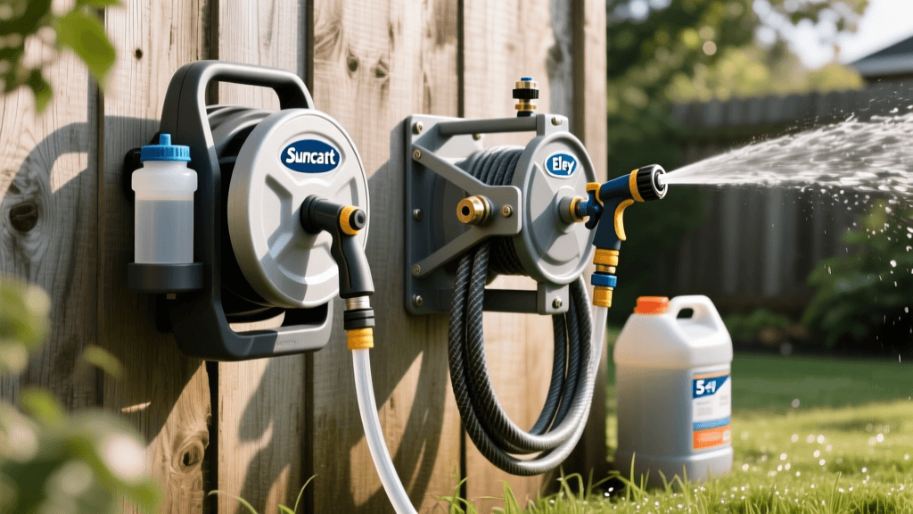 Suncast vs Eley Wall Hose Reels: 2026 Fertilizer Setup Guide
