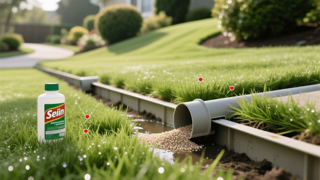 Treating Armyworms With Sevin Near Landscape Drainage Pipes 2026