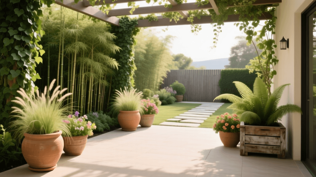 Patio Privacy & Curb Appeal: Large Container Garden Design