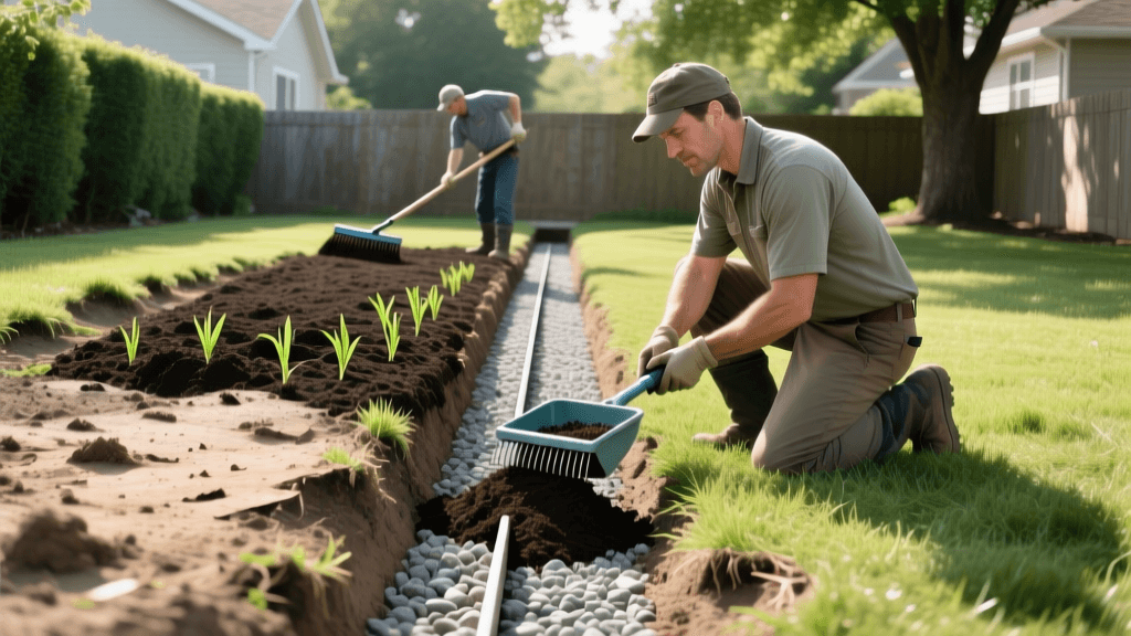 Scalped Lawn Recovery After French Drain Install: 2026