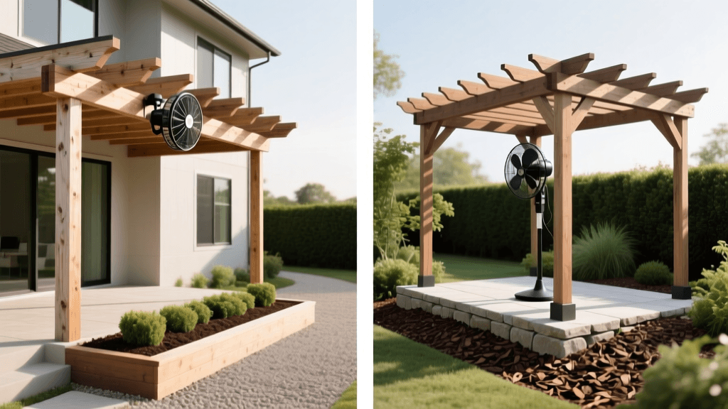 Attached vs Freestanding Pergolas 2026: Fan Mounts & Mulching