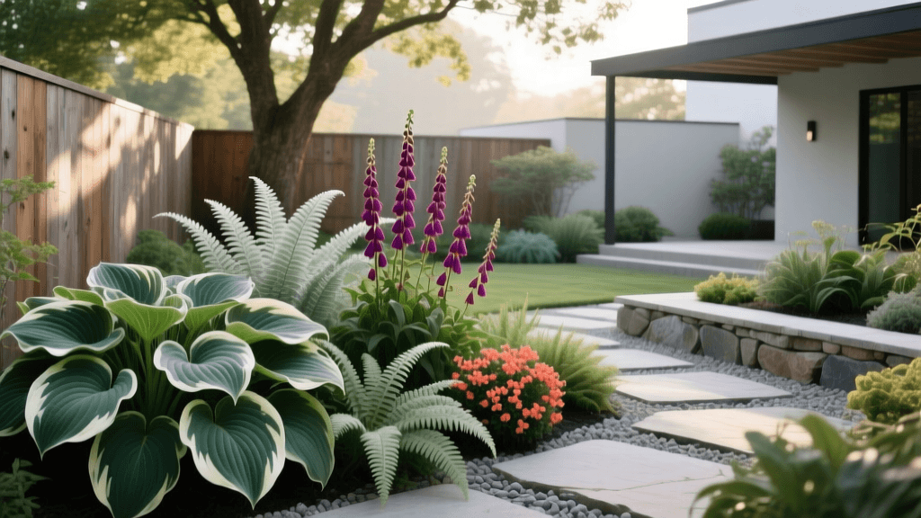 Low-Water Shade Garden 2026: Hostas, Ferns & Coral Bells