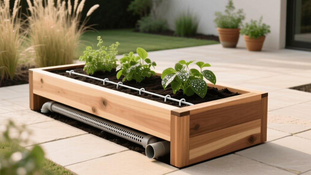 Cedar Raised Planter Box Drainage Pipe & Drip Setup 2026