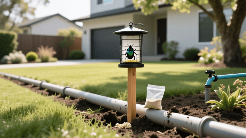 Japanese Beetle Traps & Milky Spore Near Drain Pipes 2026