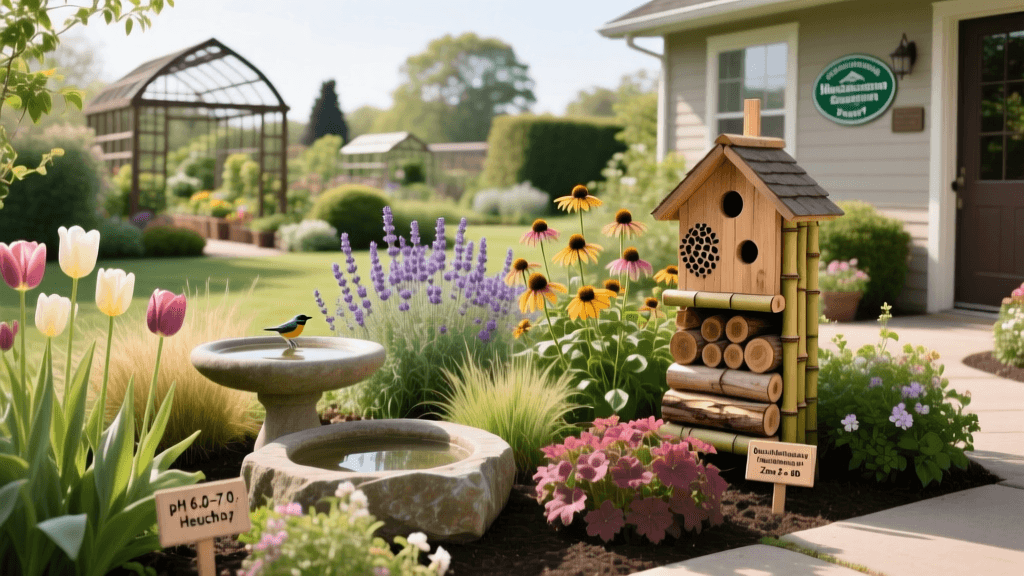 Integrate Bird Baths And Bug Hotels Into Garden Design